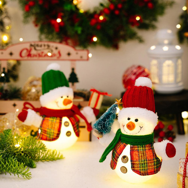 Christmas Plush Snowman Doll Tabletop Decoration Lighted Small Snowman Ornament for Winter Home Kitchen Mantel Window Sill Holiday Party Decoration Christmas Plush Snowman Doll Tabletop Decoration Lighted Small Snowman Ornament for Winter Home Kitchen Mantel Window Sill Holiday Party Decoration