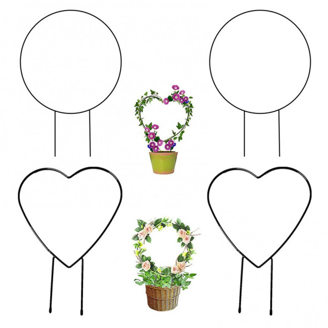 Plant Circle Trellis Climbing Plants Coated Wire Trellis Planter Insert Heart Shape Trellis Small Plant Support Stakes for Flowers Houseplants Garden Vines