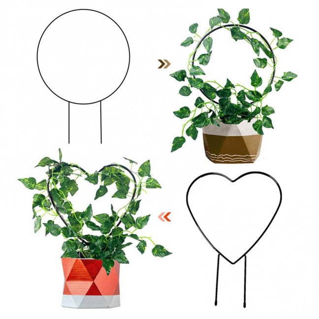 Plant Circle Trellis Climbing Plants Coated Wire Trellis Planter Insert Heart Shape Trellis Small Plant Support Stakes for Flowers Houseplants Garden Vines