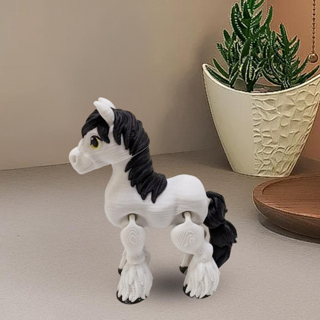 3D Printed Horse Ornament Simulation Pony Fidget Toy with Movable Joints Articulated Animal Model Educational Toy Home Office Decoration 