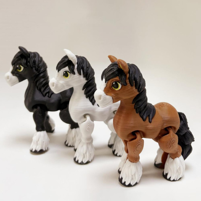 3D Printed Horse Ornament Simulation Pony Fidget Toy with Movable Joints Articulated Animal Model Educational Toy Home Office Decoration 