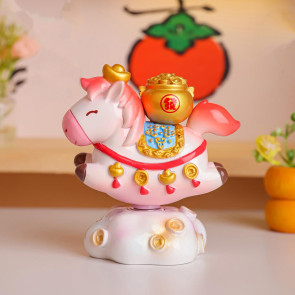 Doll Ornament Horse Shape Rotatable Design Decorative Resin Figurine Crack-resistant Vivid Doll Figurine