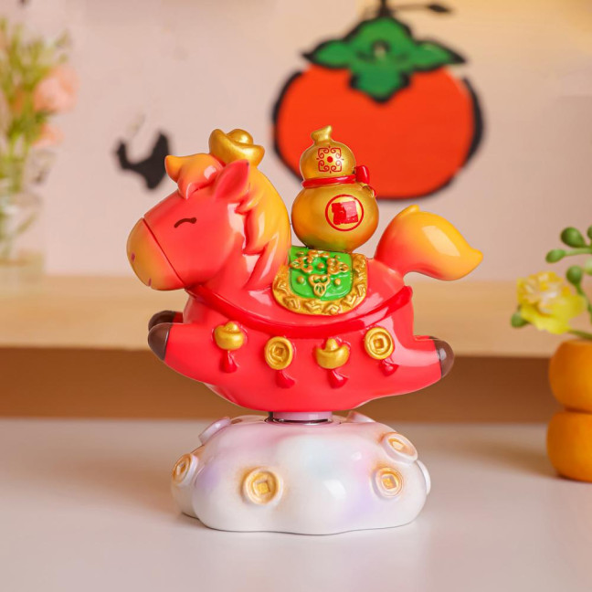 Doll Ornament Horse Shape Rotatable Design Decorative Resin Figurine Crack-resistant Vivid Doll Figurine