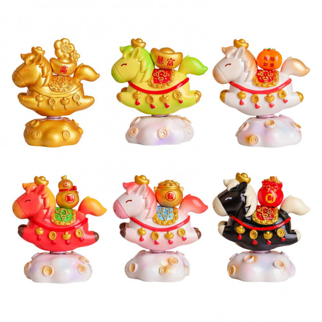 Doll Ornament Horse Shape Rotatable Design Decorative Resin Figurine Crack-resistant Vivid Doll Figurine