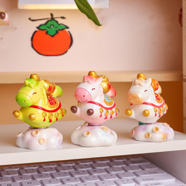Doll Ornament Horse Shape Rotatable Design Decorative Resin Figurine Crack-resistant Vivid Doll Figurine
