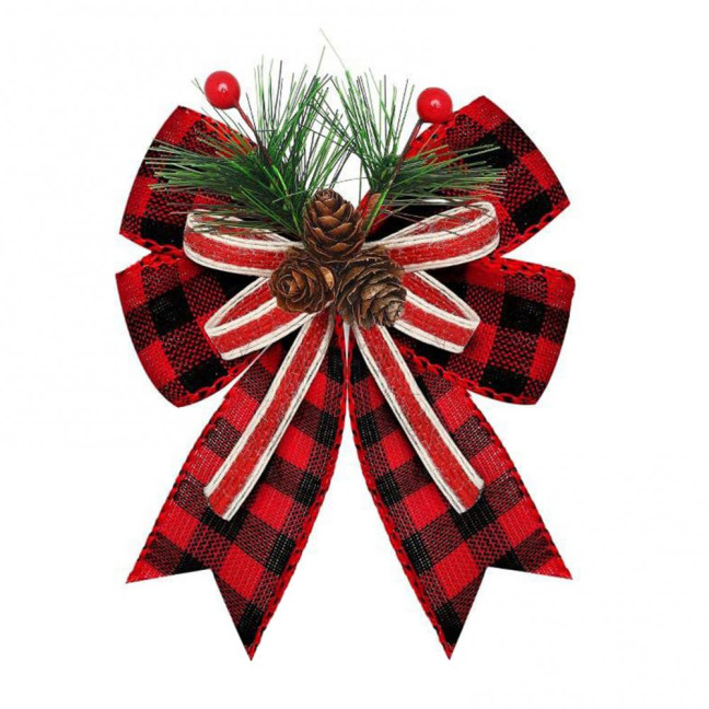 Christmas Burlap Plaid Bow with Pine Cones Pine Needles Large Buffalo Plaid Bow Xmas Wreath Checkered Bow for Holiday Crafts Home Party Tree Decor Christmas Burlap Plaid Bow with Pine Cones Pine Needles Large Buffalo Plaid Bow Xmas Wreath Checkered Bow for Holiday Crafts Home Party Tree Decor