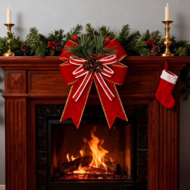 Christmas Burlap Plaid Bow with Pine Cones Pine Needles Large Buffalo Plaid Bow Xmas Wreath Checkered Bow for Holiday Crafts Home Party Tree Decor Christmas Burlap Plaid Bow with Pine Cones Pine Needles Large Buffalo Plaid Bow Xmas Wreath Checkered Bow for Holiday Crafts Home Party Tree Decor