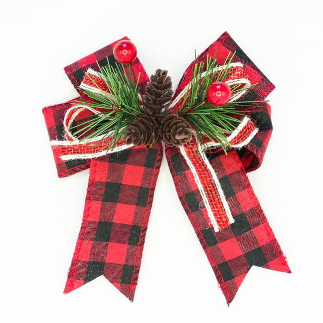 Christmas Burlap Plaid Bow with Pine Cones Pine Needles Large Buffalo Plaid Bow Xmas Wreath Checkered Bow for Holiday Crafts Home Party Tree Decor Christmas Burlap Plaid Bow with Pine Cones Pine Needles Large Buffalo Plaid Bow Xmas Wreath Checkered Bow for Holiday Crafts Home Party Tree Decor