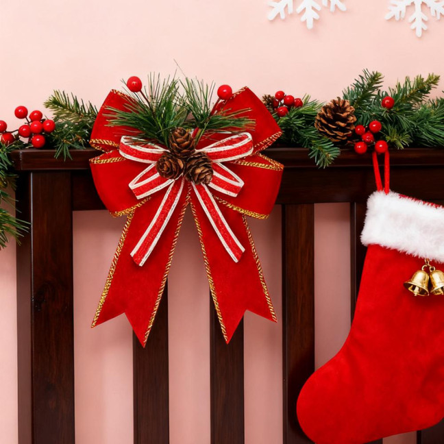 Christmas Burlap Plaid Bow with Pine Cones Pine Needles Large Buffalo Plaid Bow Xmas Wreath Checkered Bow for Holiday Crafts Home Party Tree Decor Christmas Burlap Plaid Bow with Pine Cones Pine Needles Large Buffalo Plaid Bow Xmas Wreath Checkered Bow for Holiday Crafts Home Party Tree Decor