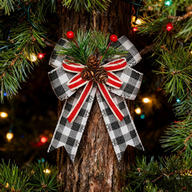 Christmas Burlap Plaid Bow with Pine Cones Pine Needles Large Buffalo Plaid Bow Xmas Wreath Checkered Bow for Holiday Crafts Home Party Tree Decor Christmas Burlap Plaid Bow with Pine Cones Pine Needles Large Buffalo Plaid Bow Xmas Wreath Checkered Bow for Holiday Crafts Home Party Tree Decor