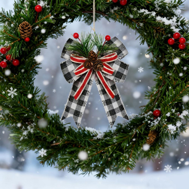 Christmas Burlap Plaid Bow with Pine Cones Pine Needles Large Buffalo Plaid Bow Xmas Wreath Checkered Bow for Holiday Crafts Home Party Tree Decor Christmas Burlap Plaid Bow with Pine Cones Pine Needles Large Buffalo Plaid Bow Xmas Wreath Checkered Bow for Holiday Crafts Home Party Tree Decor