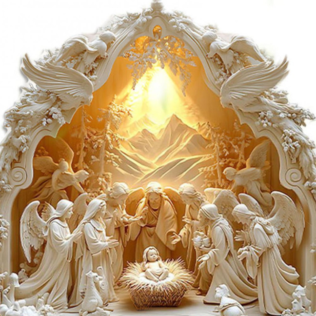 Christmas Nativity Ornament Jesus' Birth Scene Virgin Mary Angel Cartoon Print Christian Tabletop Centerpiece for Home Office Holiday Display Christmas Nativity Ornament Jesus' Birth Scene Virgin Mary Angel Cartoon Print Christian Tabletop Centerpiece for Home Office Holiday Display