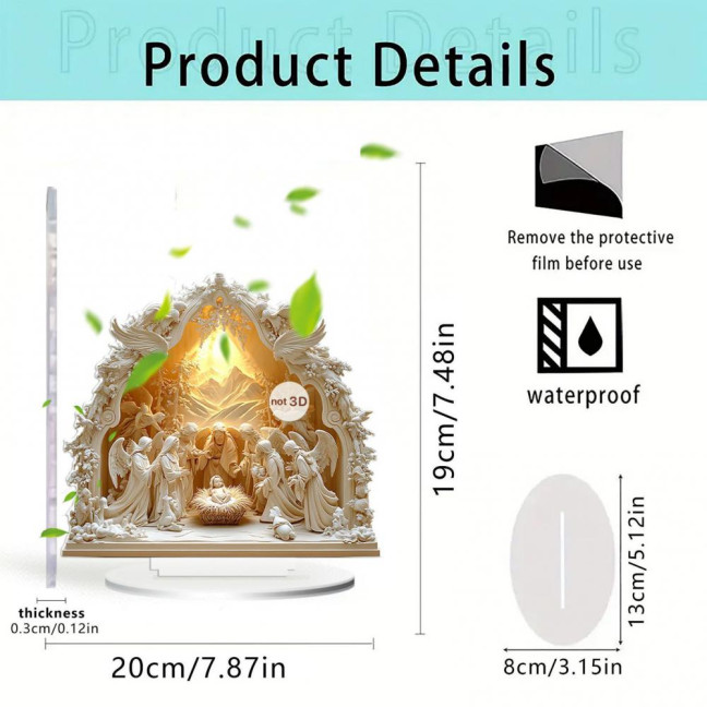 Christmas Nativity Ornament Jesus' Birth Scene Virgin Mary Angel Cartoon Print Christian Tabletop Centerpiece for Home Office Holiday Display Christmas Nativity Ornament Jesus' Birth Scene Virgin Mary Angel Cartoon Print Christian Tabletop Centerpiece for Home Office Holiday Display