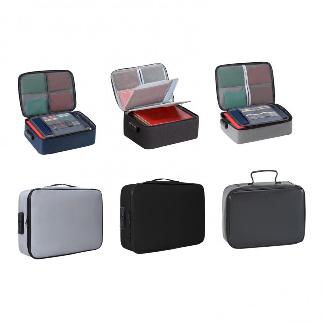Travel Document Protection Bag Fireproof Waterproof File Storage Bag with Multi-Layer Design Card Holder File Organizer