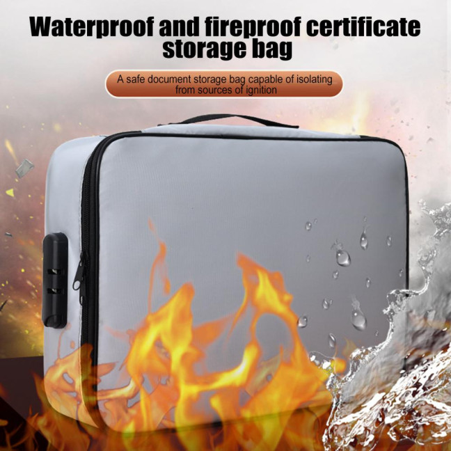 Travel Document Protection Bag Fireproof Waterproof File Storage Bag with Multi-Layer Design Card Holder File Organizer