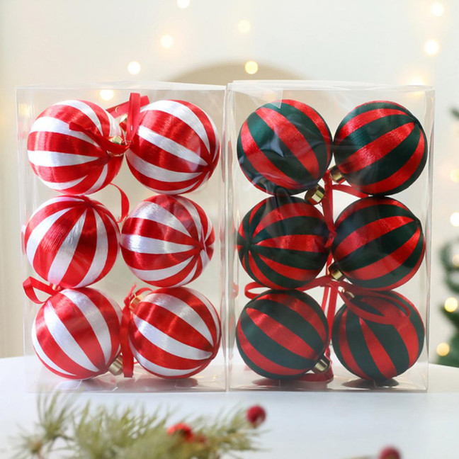 6Pcs 8cm Christmas Ball Ornaments Plastic Hanging Decor for Tree Window Display & DIY Crafts Shatterproof Festive Decorations