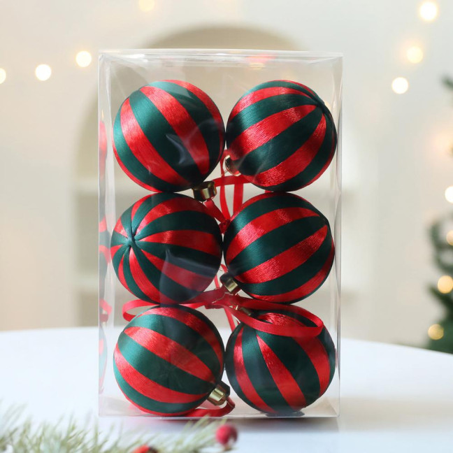 6Pcs 8cm Christmas Ball Ornaments Plastic Hanging Decor for Tree Window Display & DIY Crafts Shatterproof Festive Decorations
