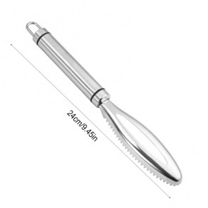 Stainless Steel Fish Scale Remover with Sharp Sawtooth Ergonomic Handle Manual Fish Scale Descaler Descaling Removal Tools Kitchen Gadgets 