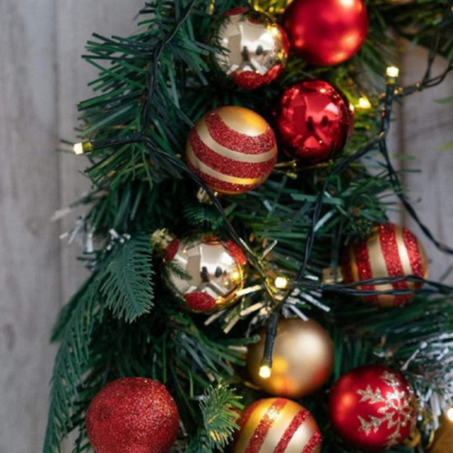 50 Pcs Mini Red Christmas Balls Ornaments Set Shatterproof Lightweight Glitter Hanging Balls Xmas Pendant Decoration