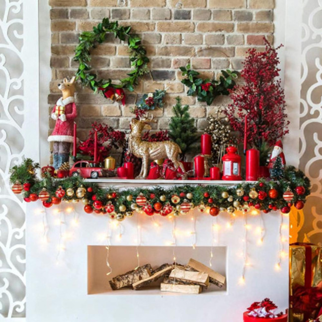 50 Pcs Mini Red Christmas Balls Ornaments Set Shatterproof Lightweight Glitter Hanging Balls Xmas Pendant Decoration