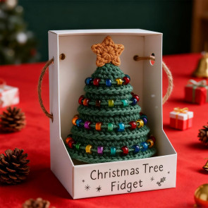 Christmas Tree Fidget Crochet Kit Complete DIY Yarn Set for Holiday Stress Relief Festive Ornament Making for Beginners & Craft Lovers