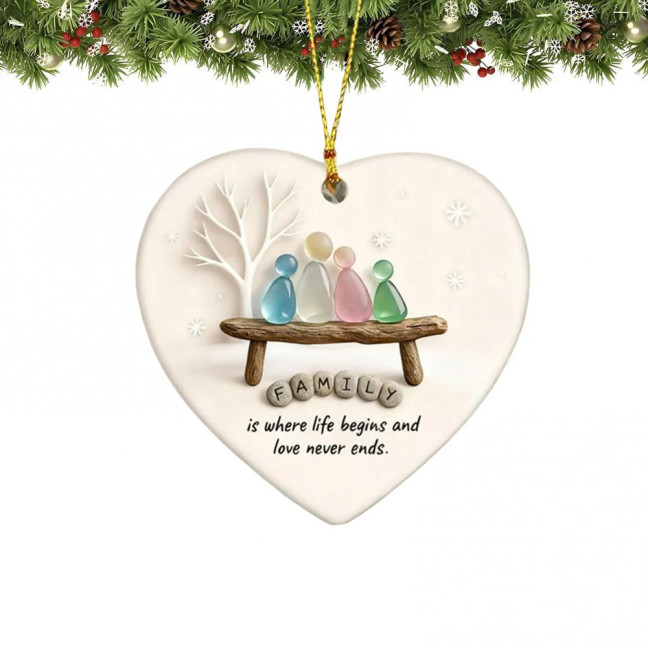 Heart-Shaped Sea Glass Family Ornament Handmade Sea Glass Art Heart Ornament for Christmas Tree Home Decor Heart-Shaped Sea Glass Family Ornament Handmade Sea Glass Art Heart Ornament for Christmas Tree Home Decor