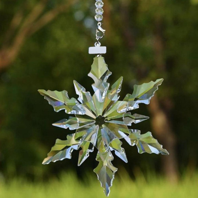 Faux Crystal Snowflake Ornament Sparkly Clear Faceted Snowflake Christmas Tree Ornament for Winter Wonderland Decoration Holiday Party Favors