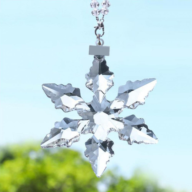 Faux Crystal Snowflake Ornament Sparkly Clear Faceted Snowflake Christmas Tree Ornament for Winter Wonderland Decoration Holiday Party Favors