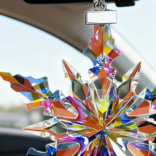 Faux Crystal Snowflake Ornament Sparkly Clear Faceted Snowflake Christmas Tree Ornament for Winter Wonderland Decoration Holiday Party Favors