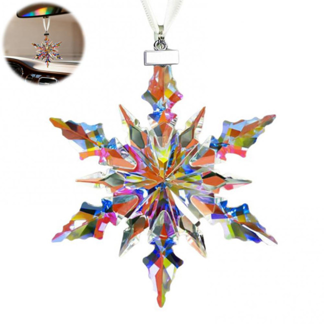 Faux Crystal Snowflake Ornament Sparkly Clear Faceted Snowflake Christmas Tree Ornament for Winter Wonderland Decoration Holiday Party Favors