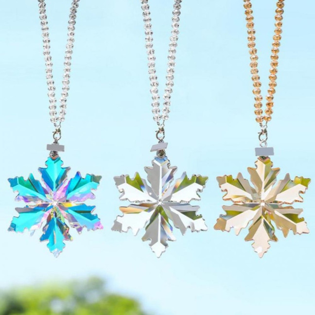 Faux Crystal Snowflake Ornament Sparkly Clear Faceted Snowflake Christmas Tree Ornament for Winter Wonderland Decoration Holiday Party Favors