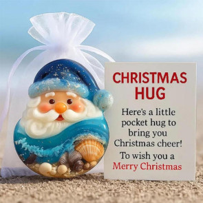 Christmas Pocket Hug Gift with Encouragement Cards Santa Claus Mini Charm Ornament Emotional Support 
