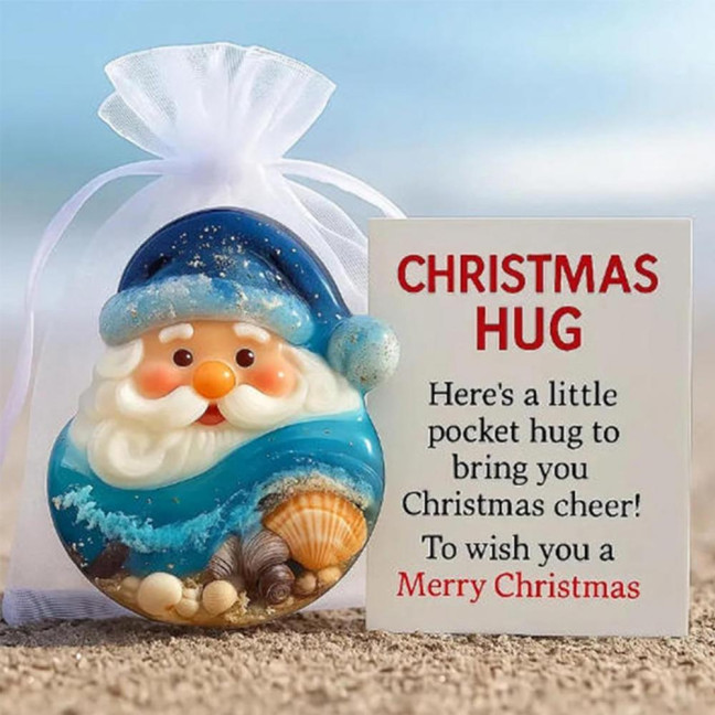 Christmas Pocket Hug Gift with Encouragement Cards Santa Claus Mini Charm Ornament Emotional Support 