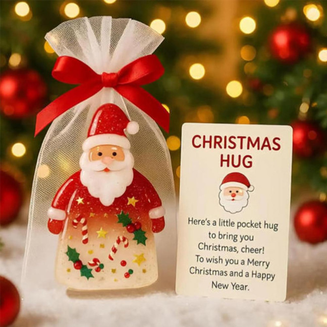 Christmas Pocket Hug Gift with Encouragement Cards Santa Claus Mini Charm Ornament Emotional Support Christmas Pocket Hug Gift with Encouragement Cards Santa Claus Mini Charm Ornament Emotional Support