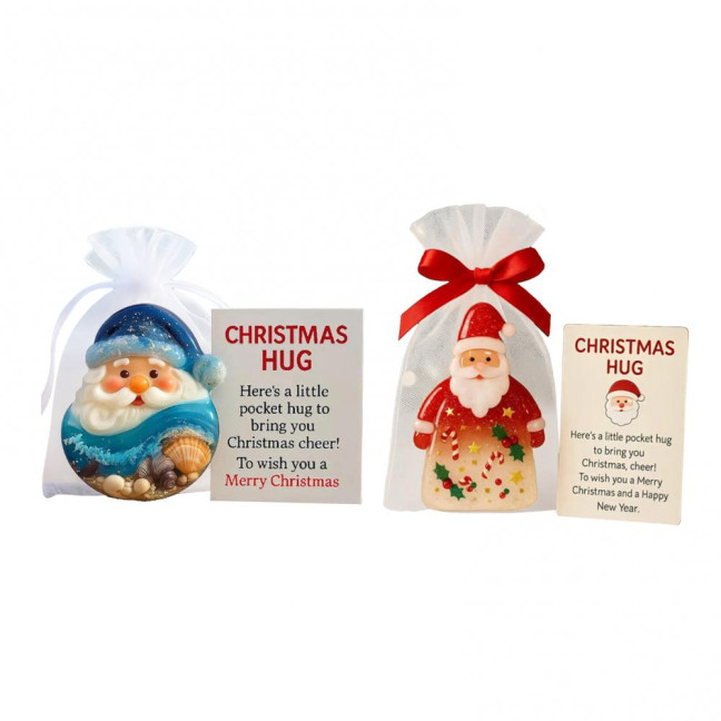 Christmas Pocket Hug Gift with Encouragement Cards Santa Claus Mini Charm Ornament Emotional Support Christmas Pocket Hug Gift with Encouragement Cards Santa Claus Mini Charm Ornament Emotional Support