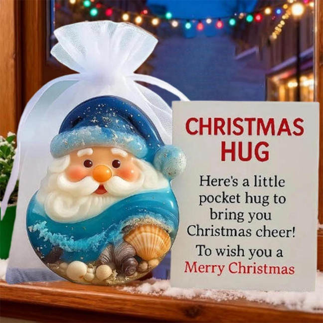 Christmas Pocket Hug Gift with Encouragement Cards Santa Claus Mini Charm Ornament Emotional Support Christmas Pocket Hug Gift with Encouragement Cards Santa Claus Mini Charm Ornament Emotional Support