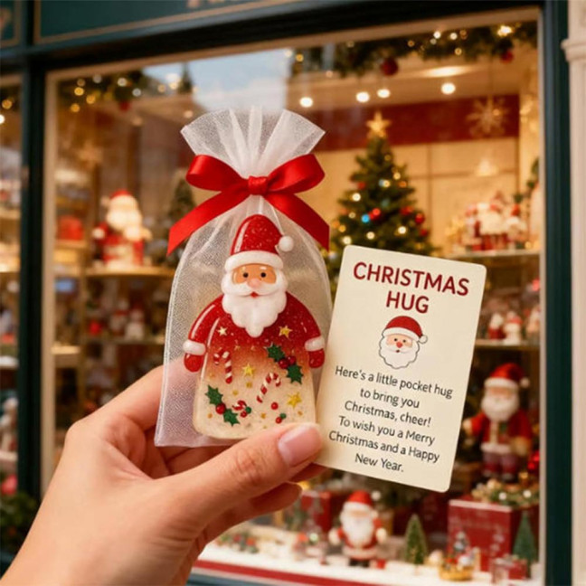 Christmas Pocket Hug Gift with Encouragement Cards Santa Claus Mini Charm Ornament Emotional Support Christmas Pocket Hug Gift with Encouragement Cards Santa Claus Mini Charm Ornament Emotional Support