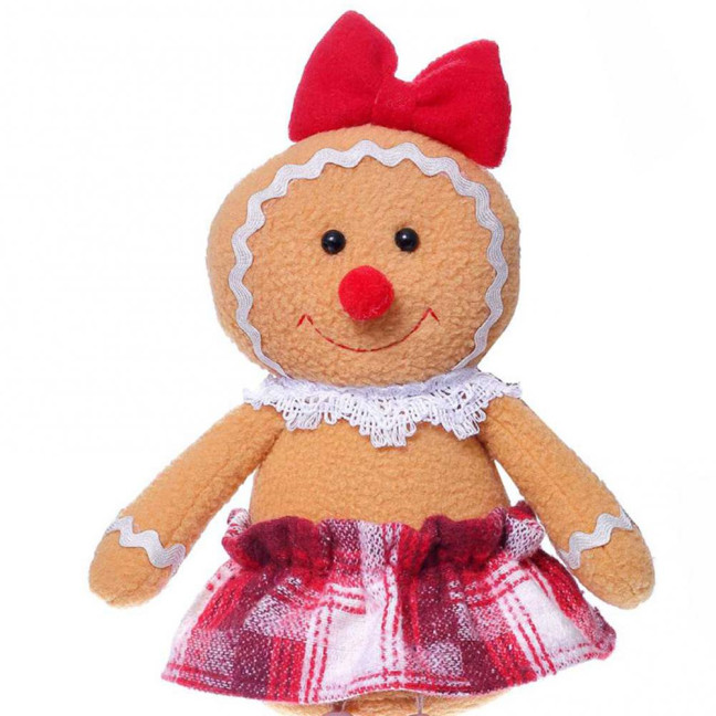 Christmas Doll Large Size Plush Gingerbread Man Boy Girl Figures with Chef Hat Bowknot Ornament Window Holiday Xmas Decoration