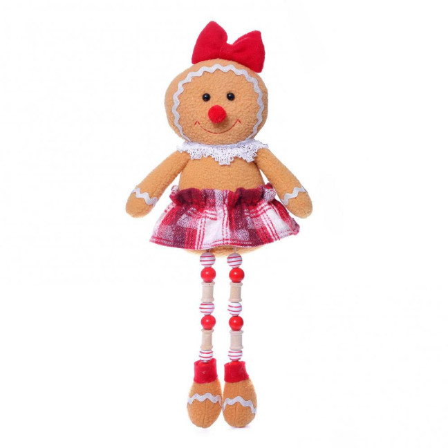 Christmas Doll Large Size Plush Gingerbread Man Boy Girl Figures with Chef Hat Bowknot Ornament Window Holiday Xmas Decoration