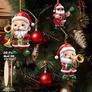 Wooden Christmas Ornament 2D Santa Claus on Hot Air Balloon/Riding Bicycle/Penguin/Elf Hanging Ornaments for Xmas Tree Holiday Party Decor