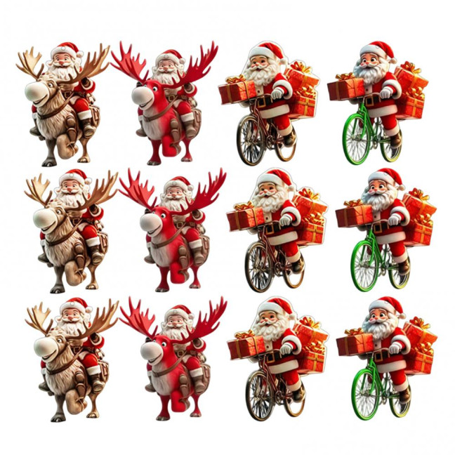 Wooden Christmas Ornament 2D Santa Claus on Hot Air Balloon/Riding Bicycle/Penguin/Elf Hanging Ornaments for Xmas Tree Holiday Party Decor Wooden Christmas Ornament 2D Santa Claus on Hot Air Balloon/Riding Bicycle/Penguin/Elf Hanging Ornaments for Xmas Tree Holiday Party Decor