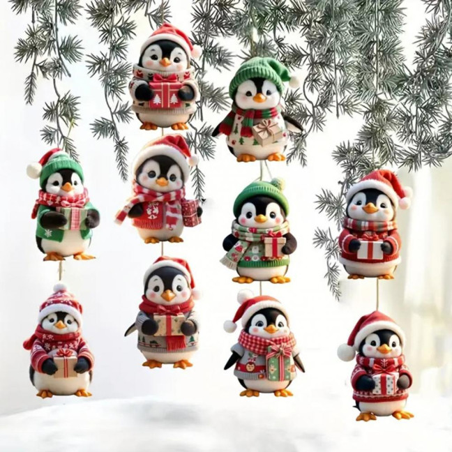 Wooden Christmas Ornament 2D Santa Claus on Hot Air Balloon/Riding Bicycle/Penguin/Elf Hanging Ornaments for Xmas Tree Holiday Party Decor Wooden Christmas Ornament 2D Santa Claus on Hot Air Balloon/Riding Bicycle/Penguin/Elf Hanging Ornaments for Xmas Tree Holiday Party Decor