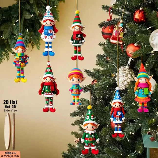 Christmas Elf Ornaments Wooden Elf Boys Girls Christmas Tree Hanging Ornaments for Home Tree Indoor Outdoor Holiday Decor Christmas Elf Ornaments Wooden Elf Boys Girls Christmas Tree Hanging Ornaments for Home Tree Indoor Outdoor Holiday Decor