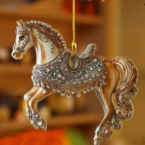 Horse Ornament Sparkly Rhinestone Horse Christmas Tree Ornament 2D Acrylic Pendant Holiday Keepsake Gifts for Women Girls Horse Lovers