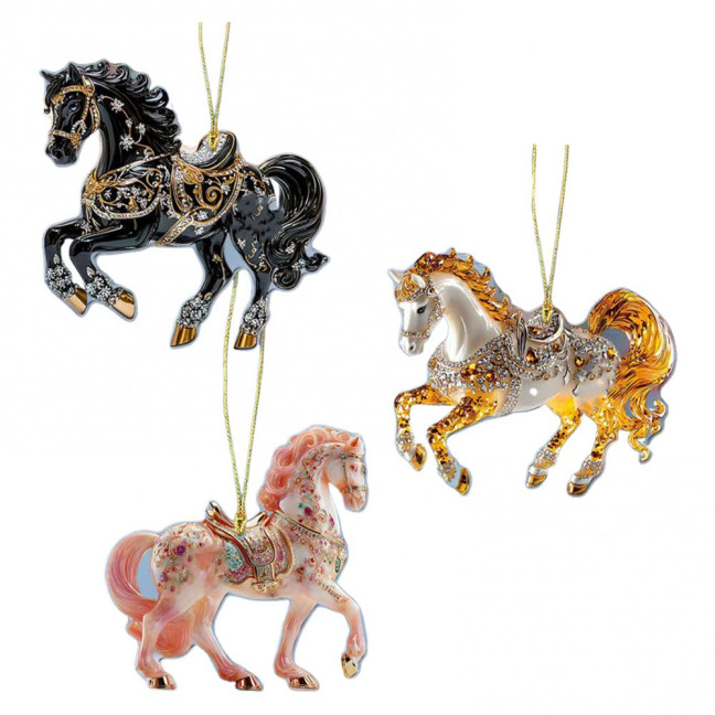 Horse Ornament Sparkly Rhinestone Horse Christmas Tree Ornament 2D Acrylic Pendant Holiday Keepsake Gifts for Women Girls Horse Lovers