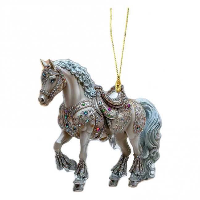Horse Ornament Sparkly Rhinestone Horse Christmas Tree Ornament 2D Acrylic Pendant Holiday Keepsake Gifts for Women Girls Horse Lovers