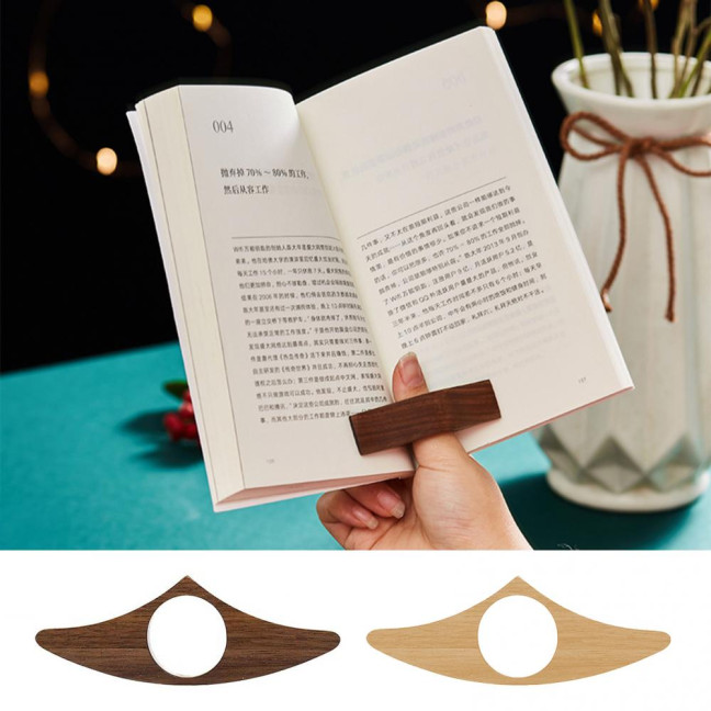Wooden Book Page Holder Ergonomic Thumb Ring Portable Lightweight Book Page Folder Reading Comfort Accessory