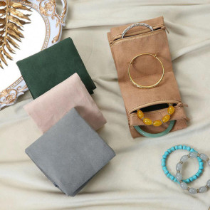 Jewelry Storage Bag Rings Earrings Bracelet Necklace Storage Pouch Foldable Zipper Closure Travel Jewelry Organizer