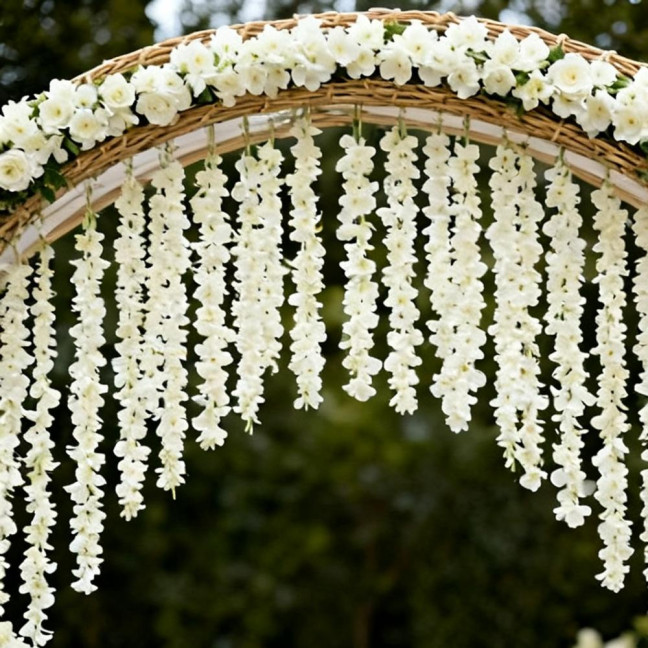20/40Pcs 30CM Artificial Wisteria Flower Garland UV Resistant Home Wedding Party Fake Flower Garland Indoor Outdoor Hanging White Faux Bloom Decoration 20/40Pcs 30CM Artificial Wisteria Flower Garland UV Resistant Home Wedding Party Fake Flower Garland Indoor Outdoor Hanging White Faux Bloom Decoration