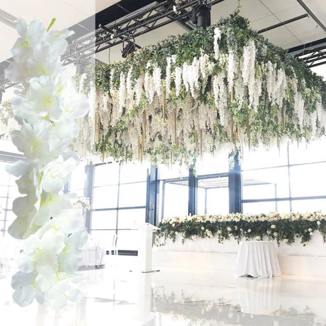 20/40Pcs 30CM Artificial Wisteria Flower Garland UV Resistant Home Wedding Party Fake Flower Garland Indoor Outdoor Hanging White Faux Bloom Decoration 20/40Pcs 30CM Artificial Wisteria Flower Garland UV Resistant Home Wedding Party Fake Flower Garland Indoor Outdoor Hanging White Faux Bloom Decoration